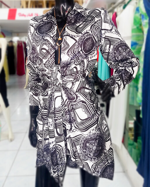 Vestido Cien Estampado B&N